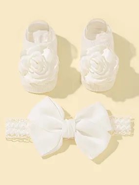 1pc Baby Bow Decor Headband 1pair Socks
