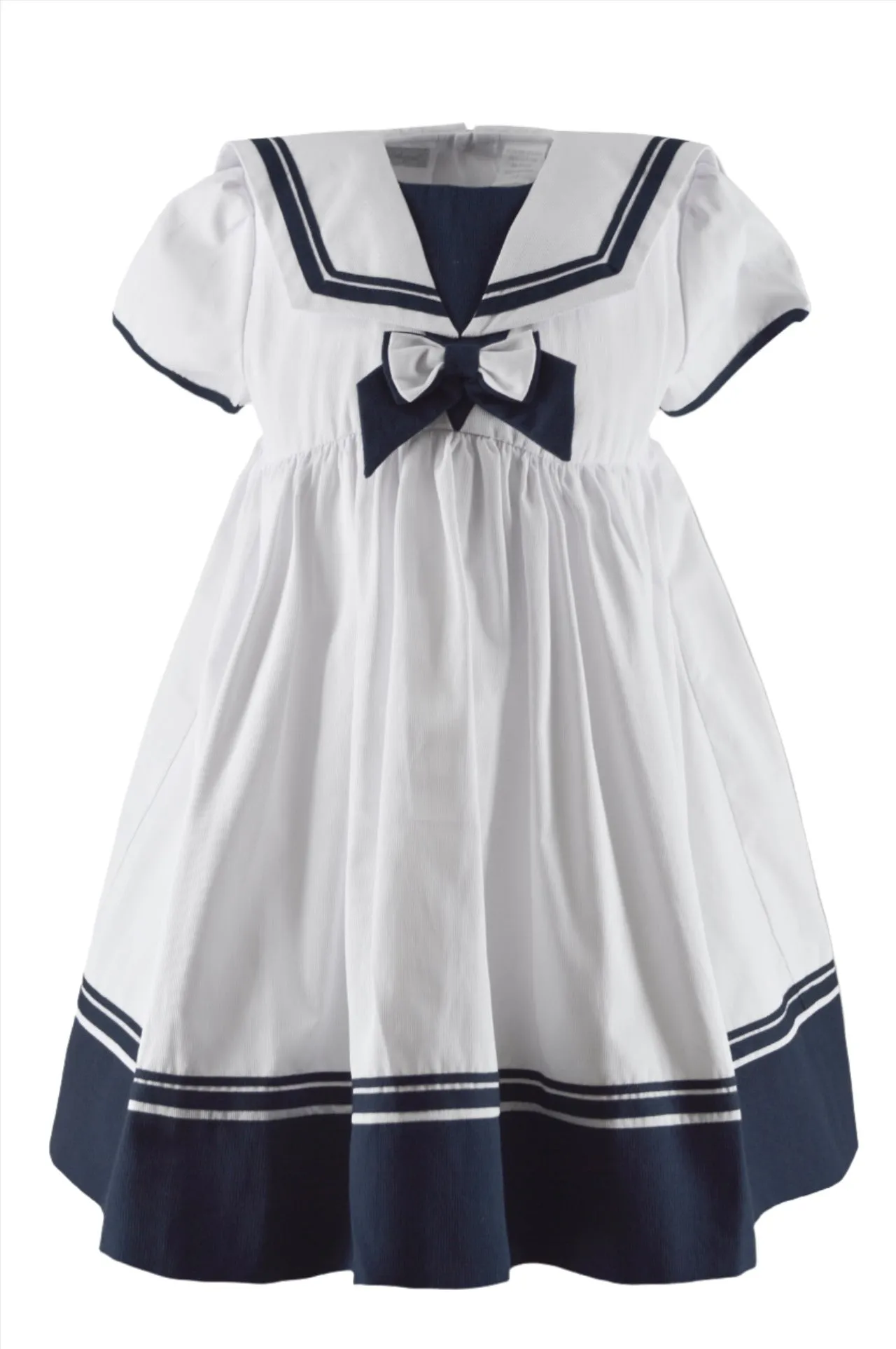 20093-Nautical Toddler & Youth White Girl Dress