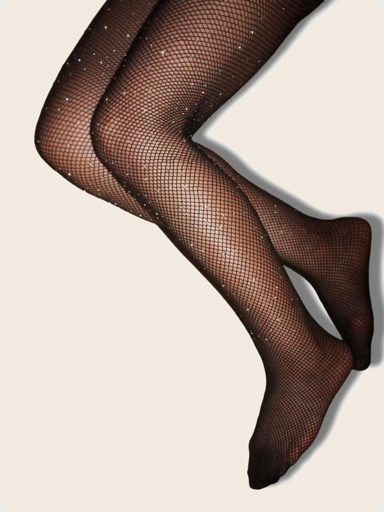 3pairs Rhinestone Decor Fishnet Mesh Tights