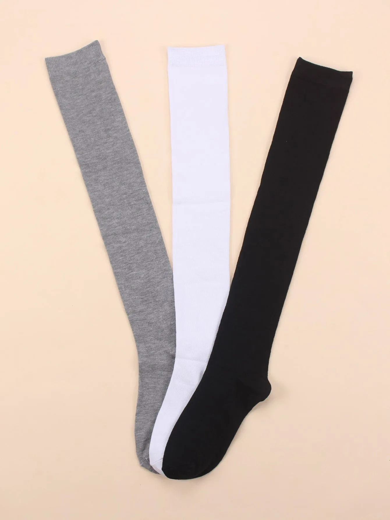 3pairs Simple High Cotton Socks