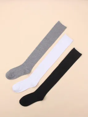 3pairs Simple High Cotton Socks