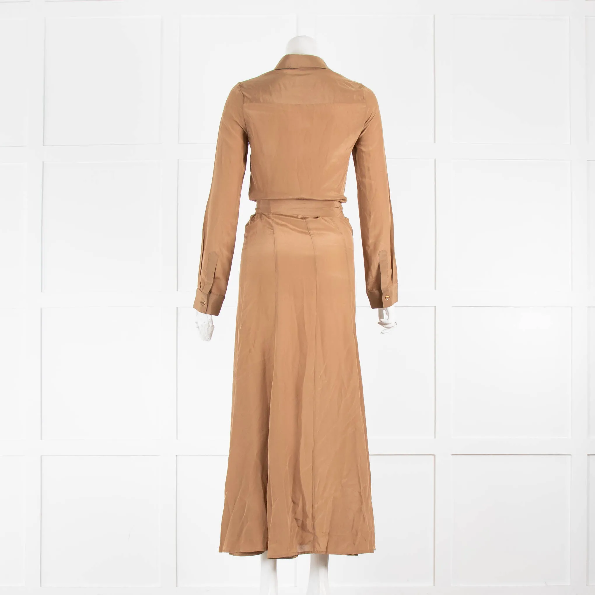 Albus Lumen Brown Silk Shirt Maxi Dress