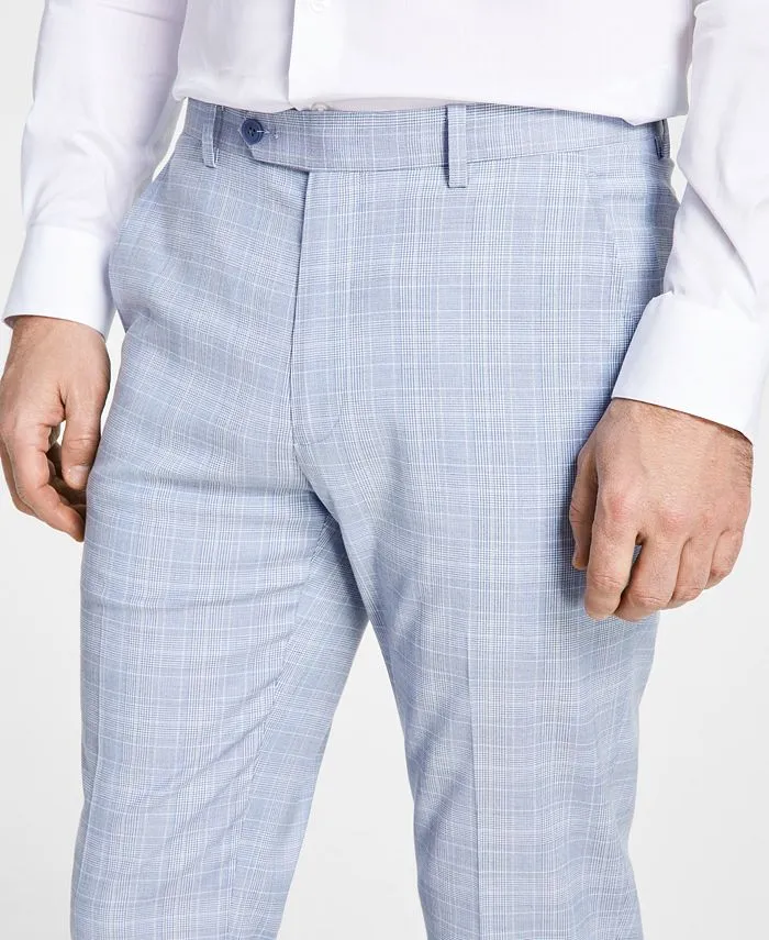 Alfani Mens Slim fit Dress Pants 38 / 30 Blue Plaid Stretch