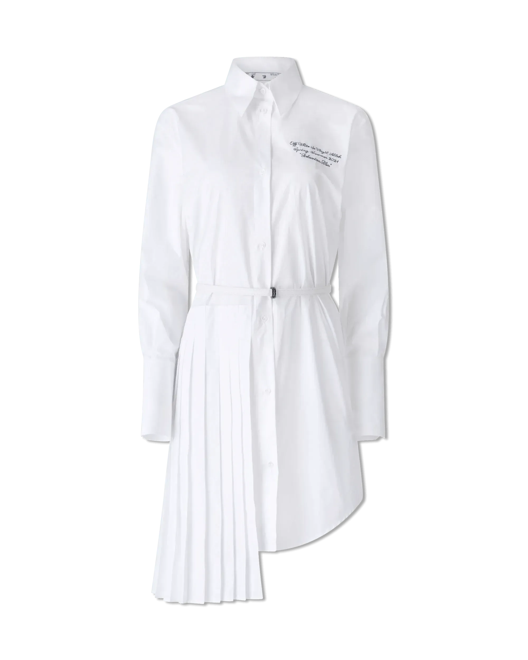 Asymmetrical Plisse Shirt Dress