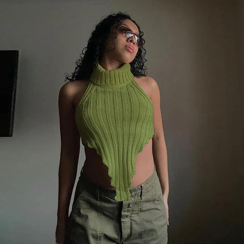 Asymmetrical Turtleneck Diamond Top
