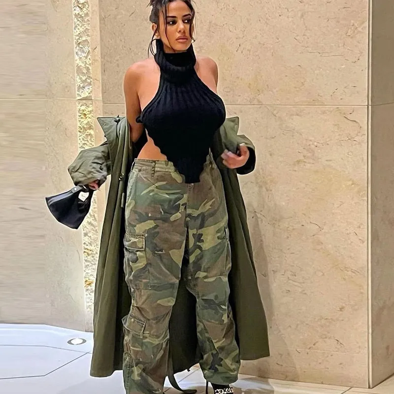 Asymmetrical Turtleneck Diamond Top