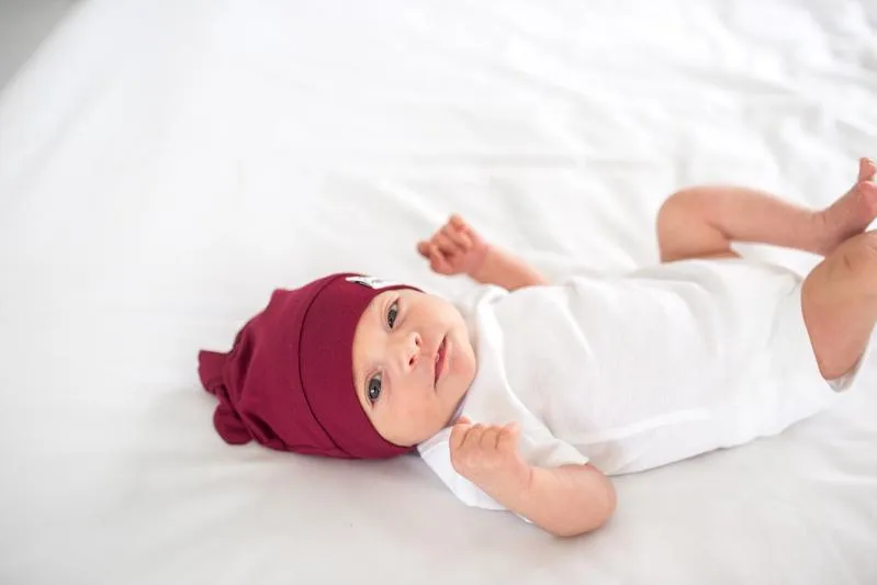 Baby Top Knot Hat | Dark Ruby
