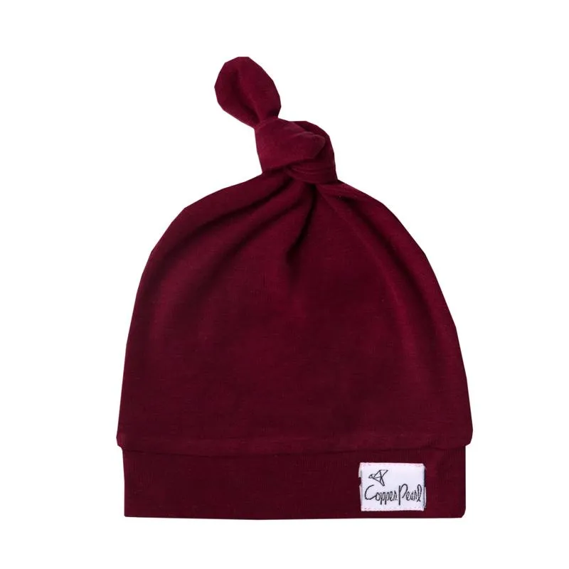 Baby Top Knot Hat | Dark Ruby