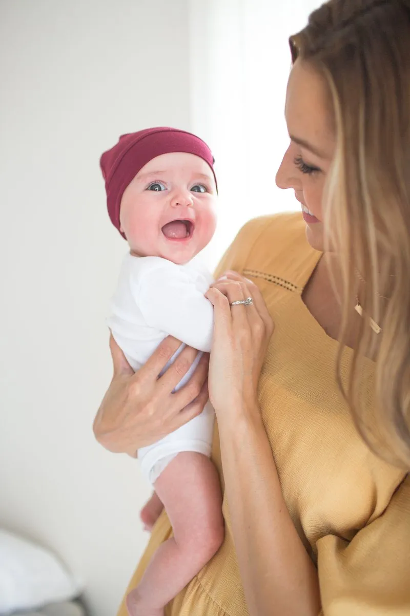 Baby Top Knot Hat | Dark Ruby