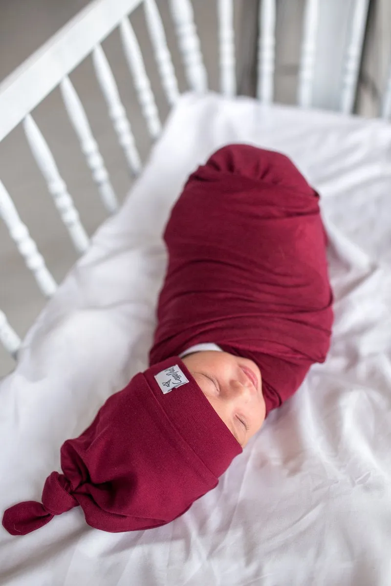 Baby Top Knot Hat | Dark Ruby