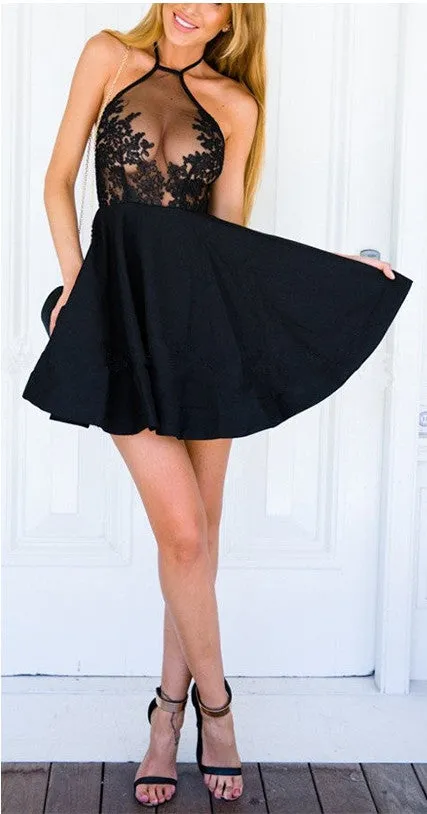 Backless Lace A-Line Dress