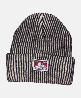 Ben Davis Logo Knit Beanie - Hickory Stripe