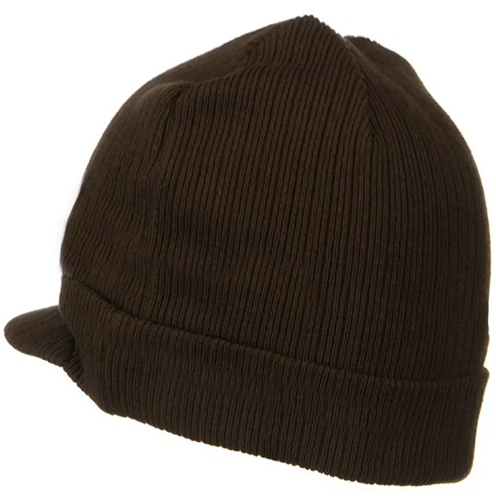 Big Knit Ribbed Beanie with Visor