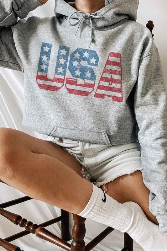 BIG USA STARS STRIPE GRAPHIC HOODIE