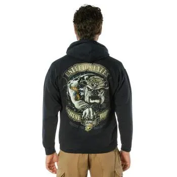 Black Ink USMC Bulldog Hoodie Black