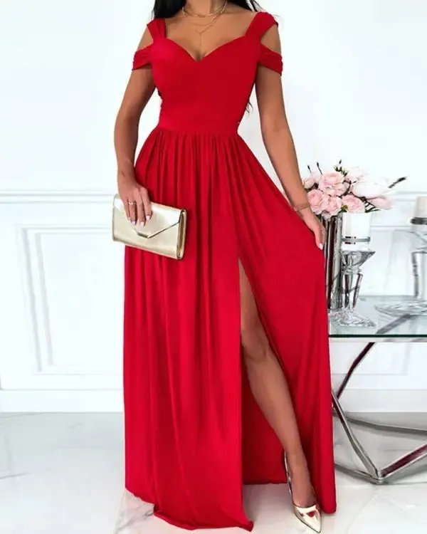 Boho Split Long Flowy V-Neck Dress