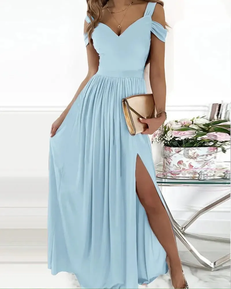 Boho Split Long Flowy V-Neck Dress