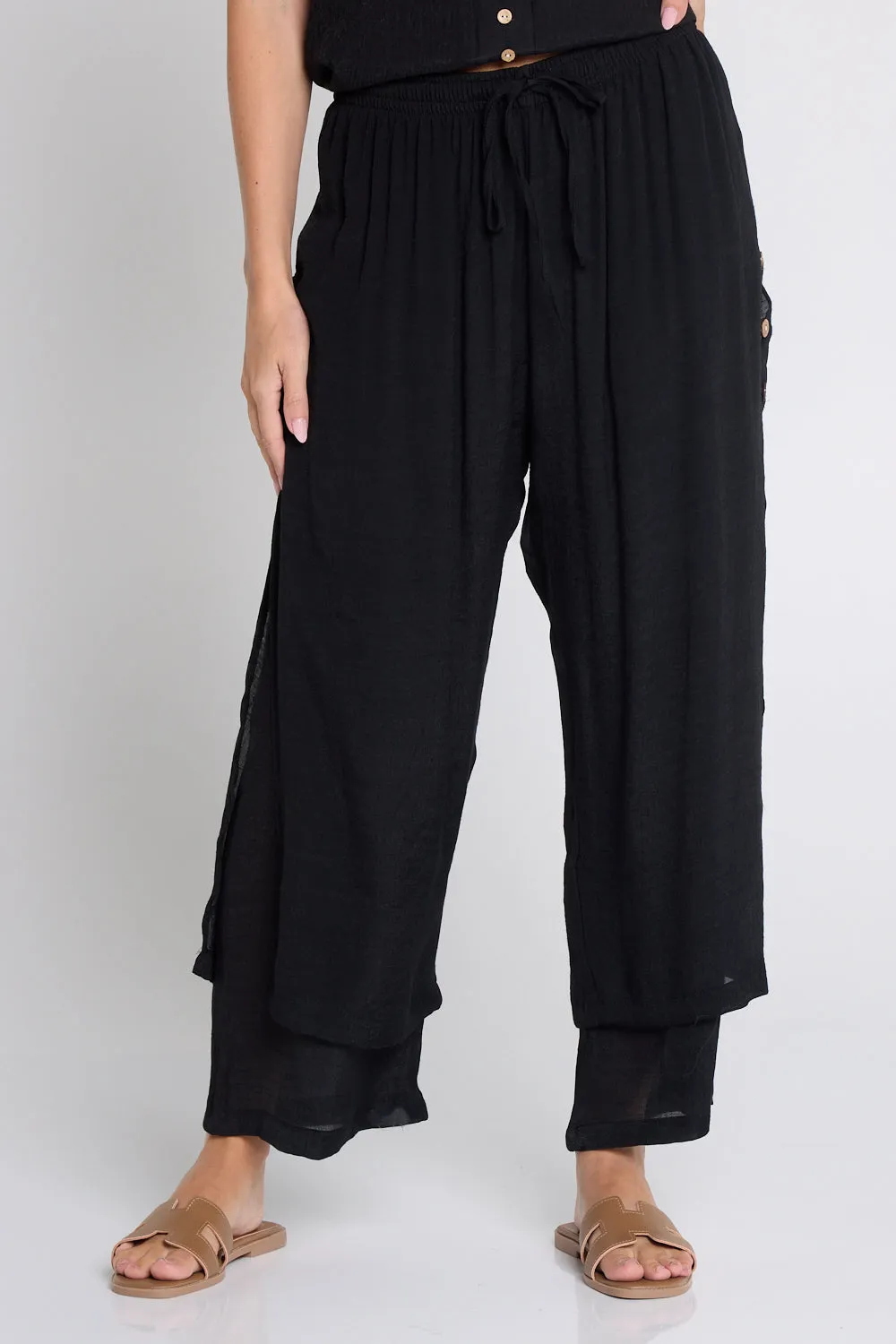 Brooke Layered Pants - Black