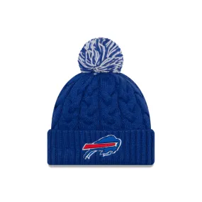 Buffalo Bills NFL New Era Women's Blue Cozy Cable Cuff Pom Knit Hat