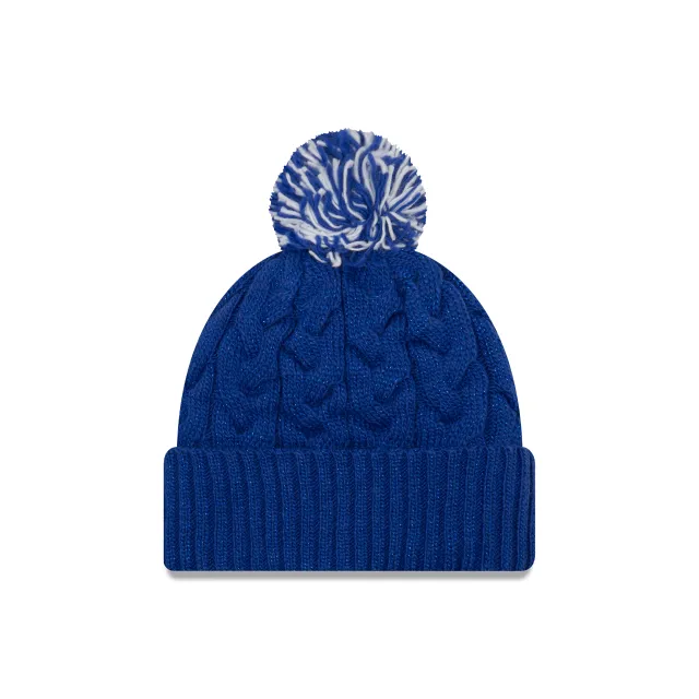 Buffalo Bills NFL New Era Women's Blue Cozy Cable Cuff Pom Knit Hat