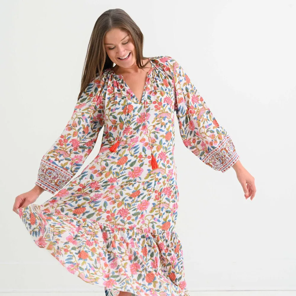 Cabana Garden Belted Tiered Prairie Dress