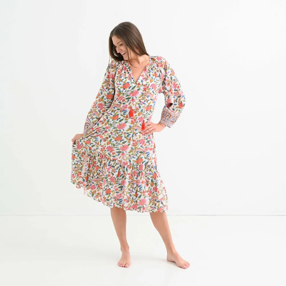 Cabana Garden Belted Tiered Prairie Dress
