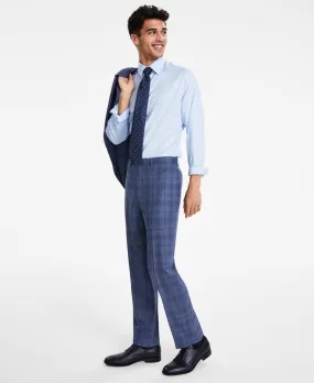 Calvin Klein Mens Slim fit Dress Pants 32 / 32 Blue Plaid Stretch
