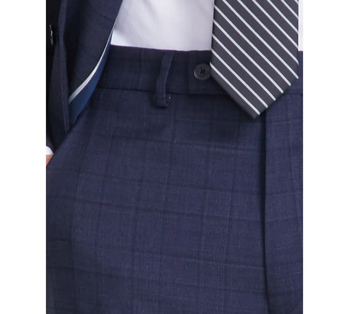 Calvin Klein Mens Slim fit Dress Pants 38 / 32 Navy Blue Plaid