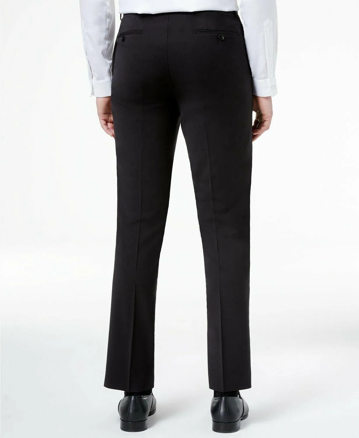 Calvin Klein X-Fit Solid Slim Fit Dress Pants 32 x 30 Black Wool Flat Front