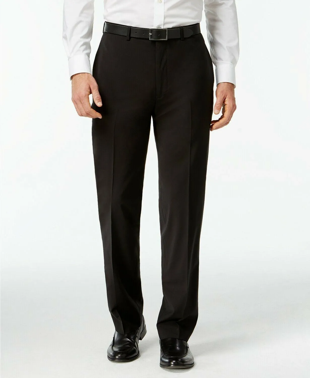 Calvin Klein X-Fit Solid Slim Fit Dress Pants 32 x 30 Black Wool Flat Front