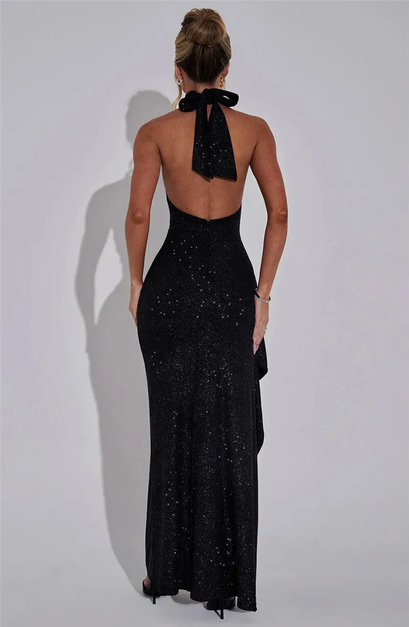 Camille Sparkle Thigh High Split Sexy Maxi Dress
