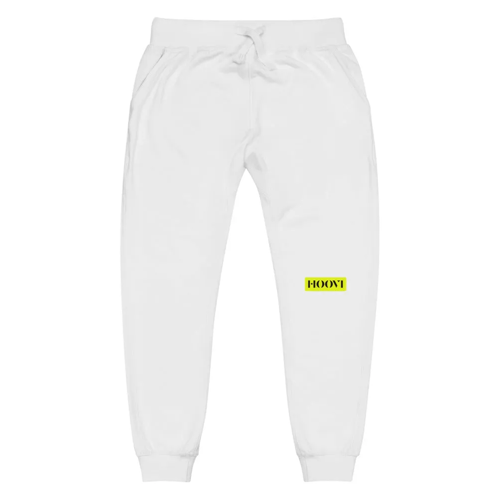 Capital H's Unisex Fleece Sweatpants (Black Hoovi Print) Neon Yellow & Black Logo