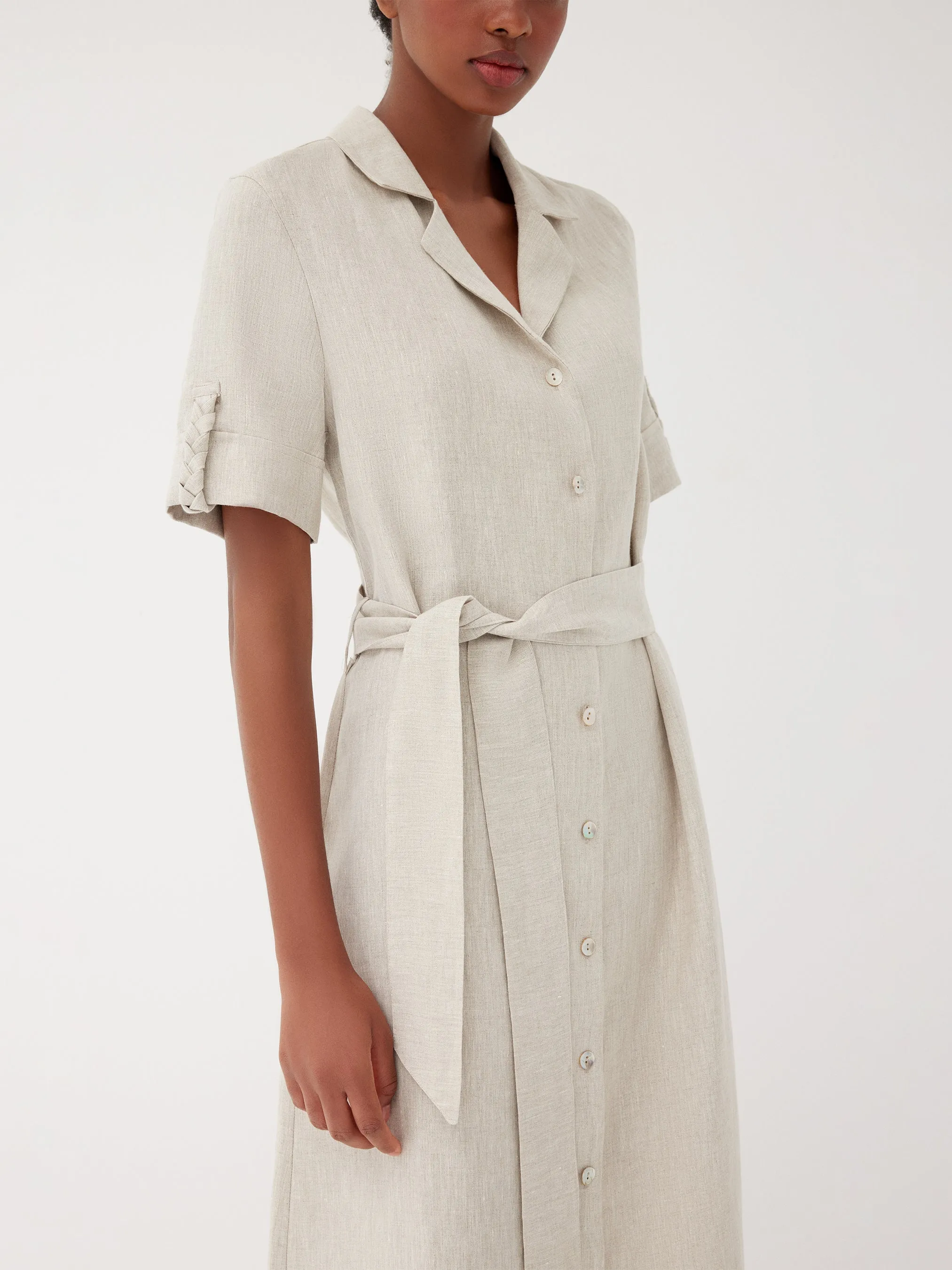 Carmen Barley Linen Braided Shirt Dress