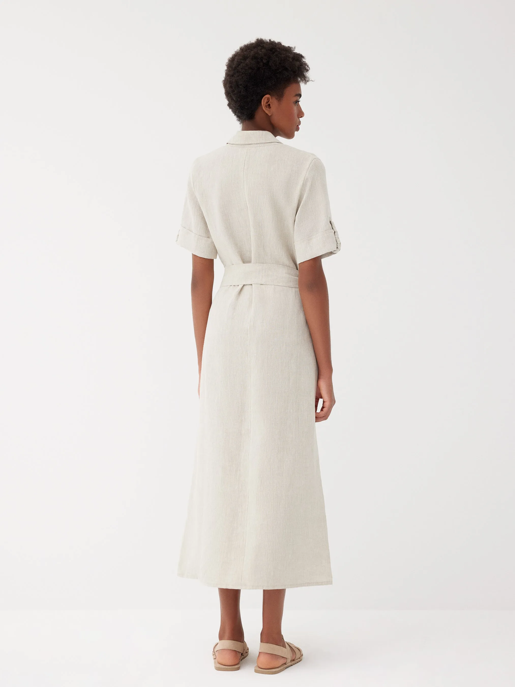 Carmen Barley Linen Braided Shirt Dress