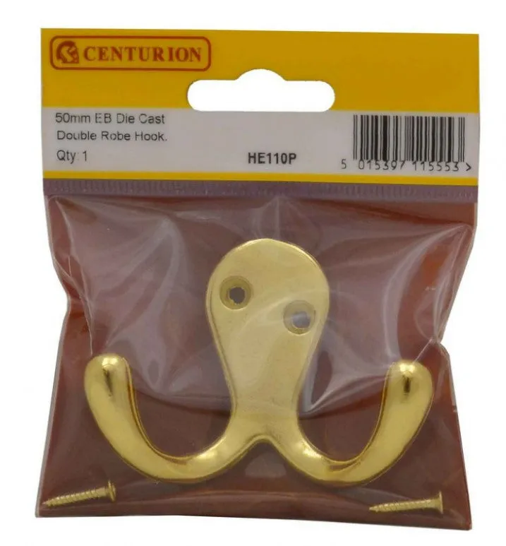 Centurion 50mm EB Die Cast Double Robe Hook