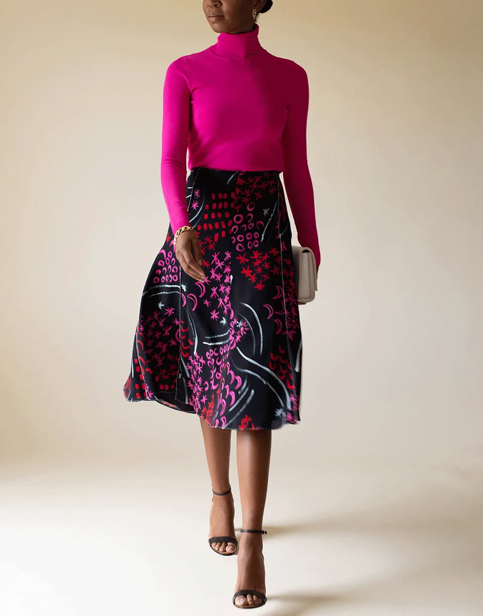 Cerise Compact Knit Turtleneck Top