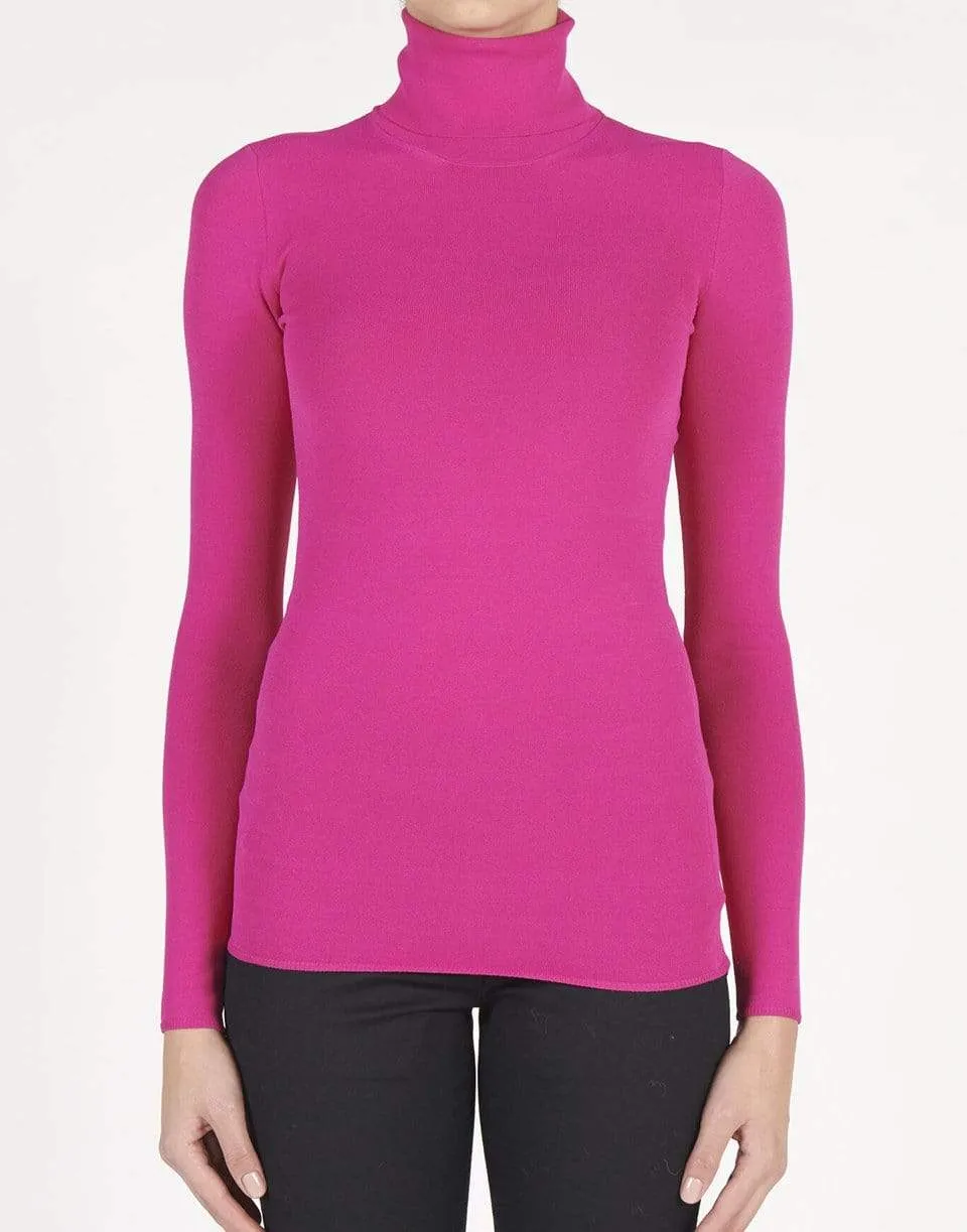 Cerise Compact Knit Turtleneck Top