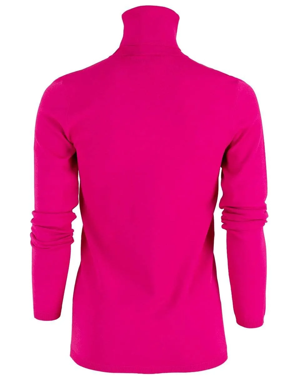 Cerise Compact Knit Turtleneck Top
