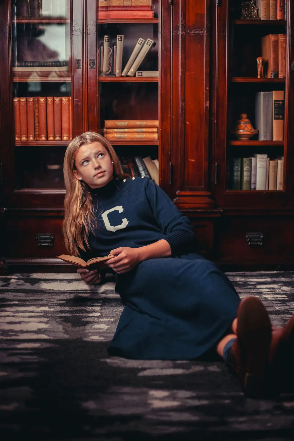 Coco Blanc Navy Knit Turtleneck With Buttons