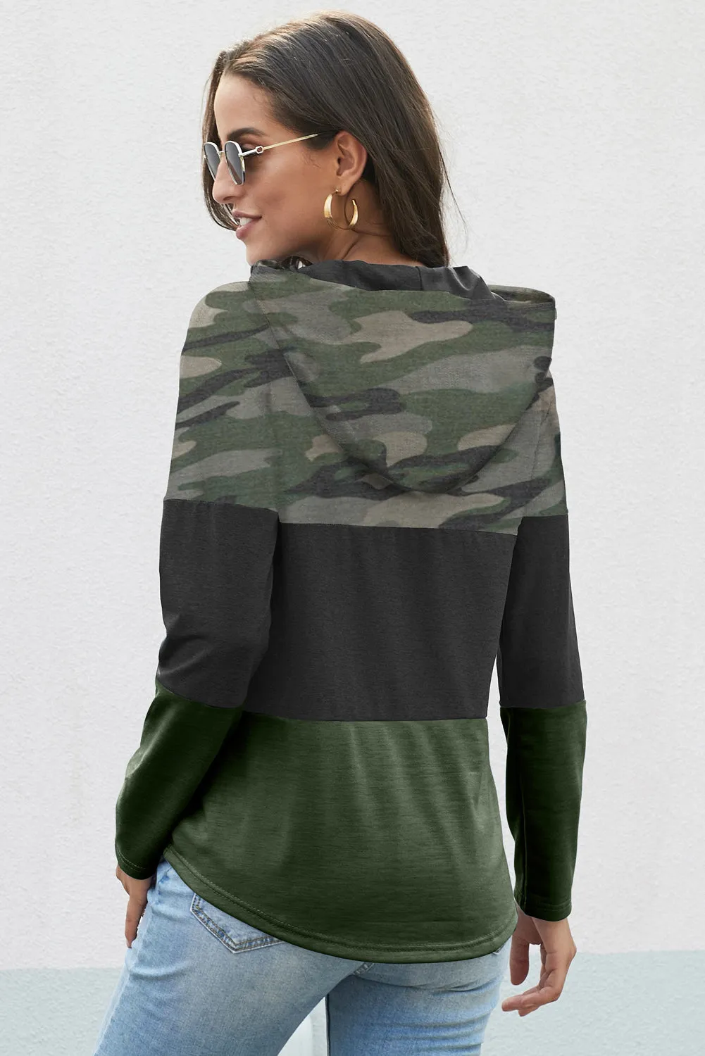 Color Block Drawstring Hoodie