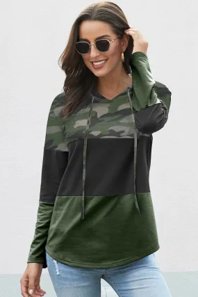 Color Block Drawstring Hoodie