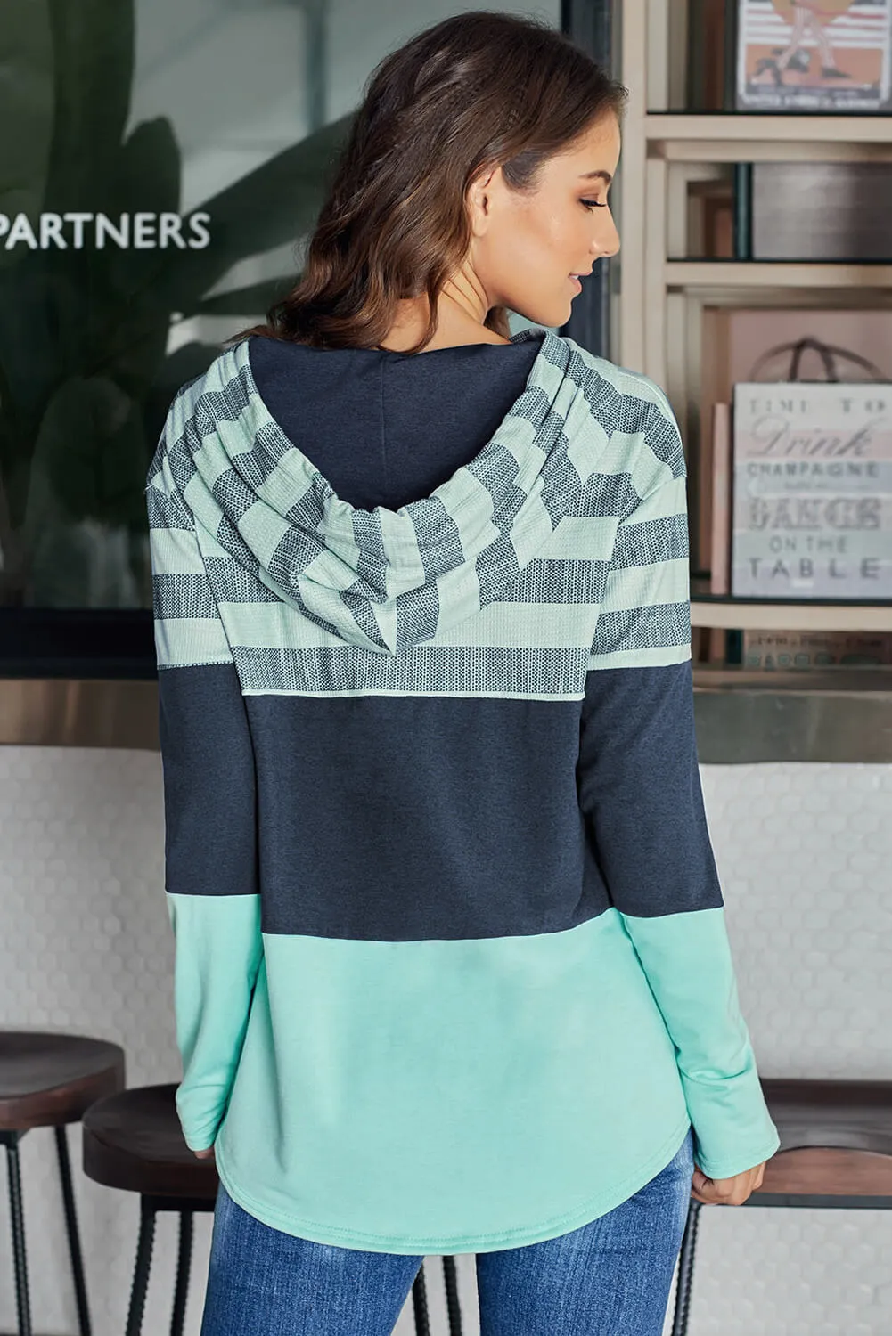 Color Block Drawstring Hoodie