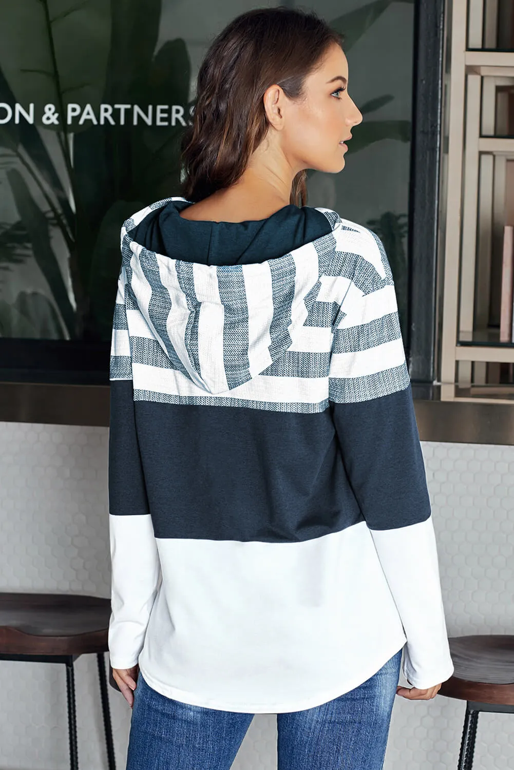 Color Block Drawstring Hoodie