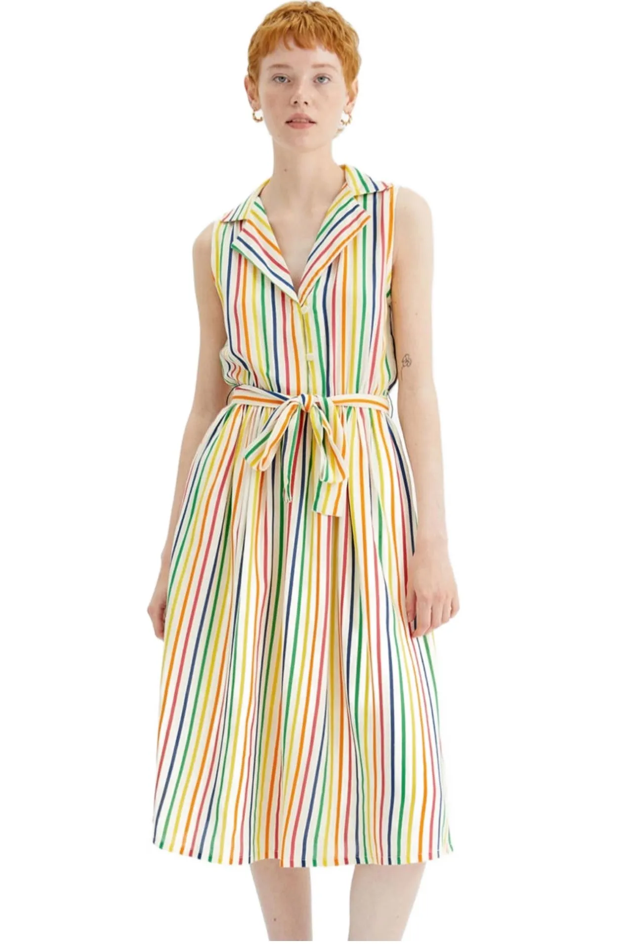 Compania Fantastica Candy Stripe print midi shirt dress