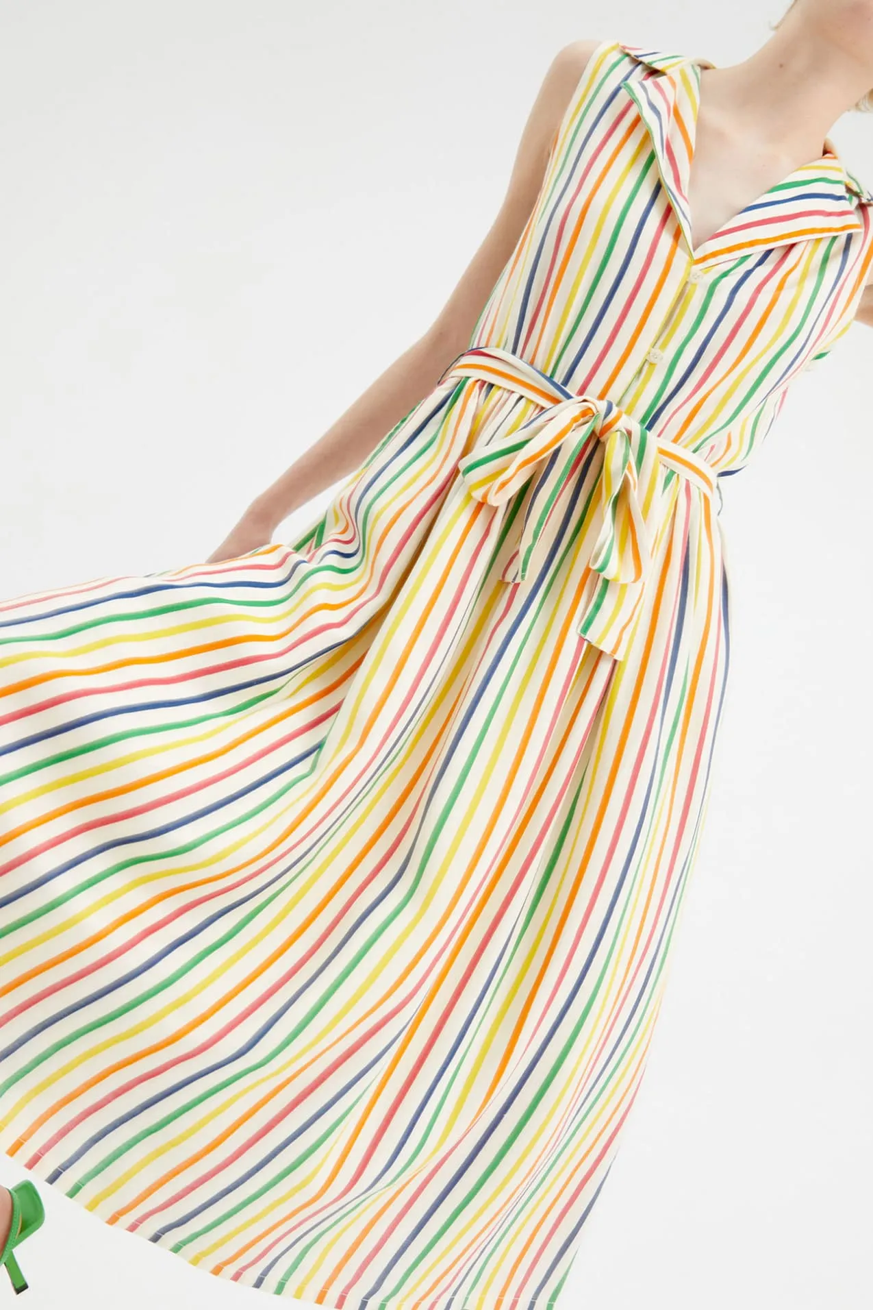 Compania Fantastica Candy Stripe print midi shirt dress