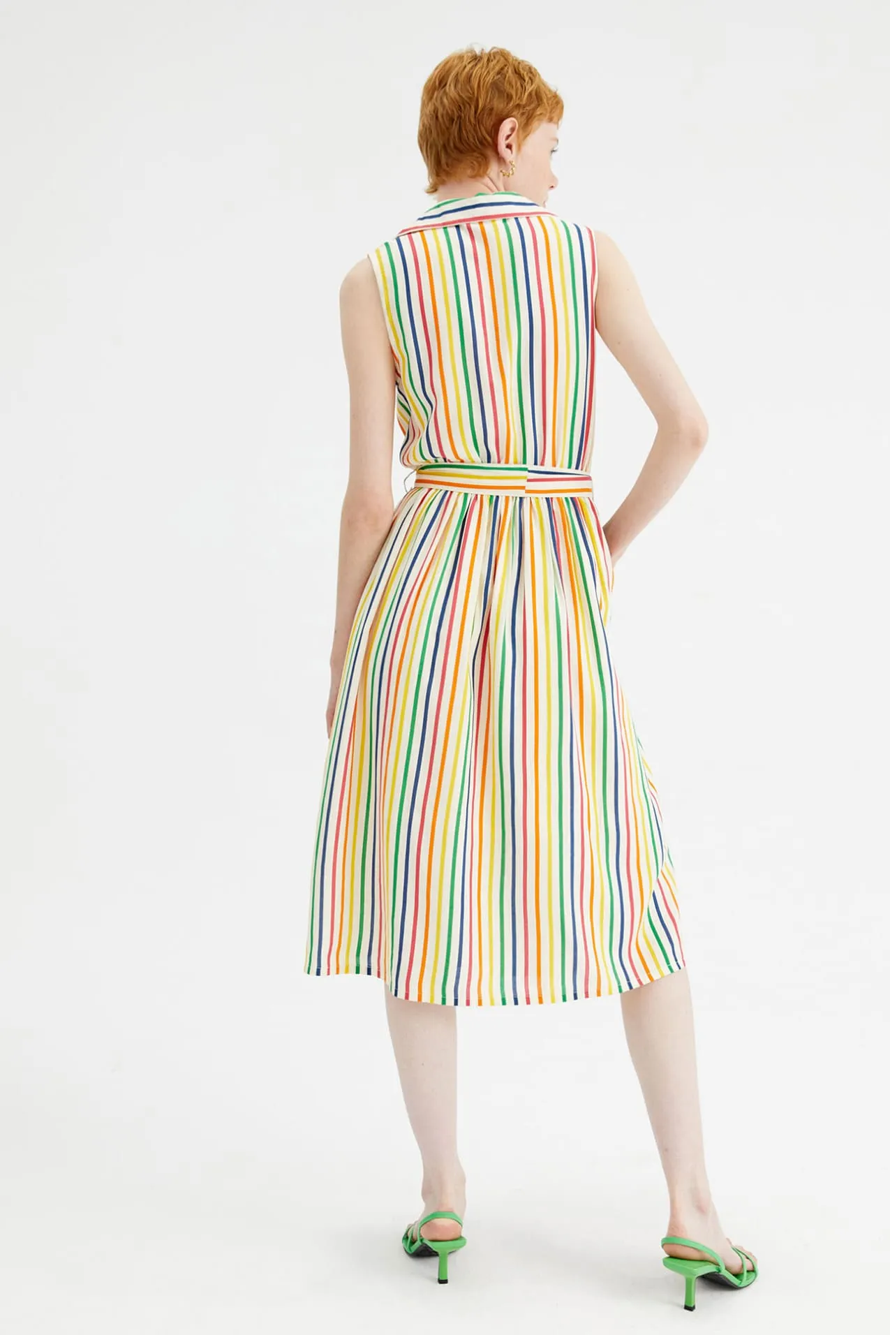 Compania Fantastica Candy Stripe print midi shirt dress