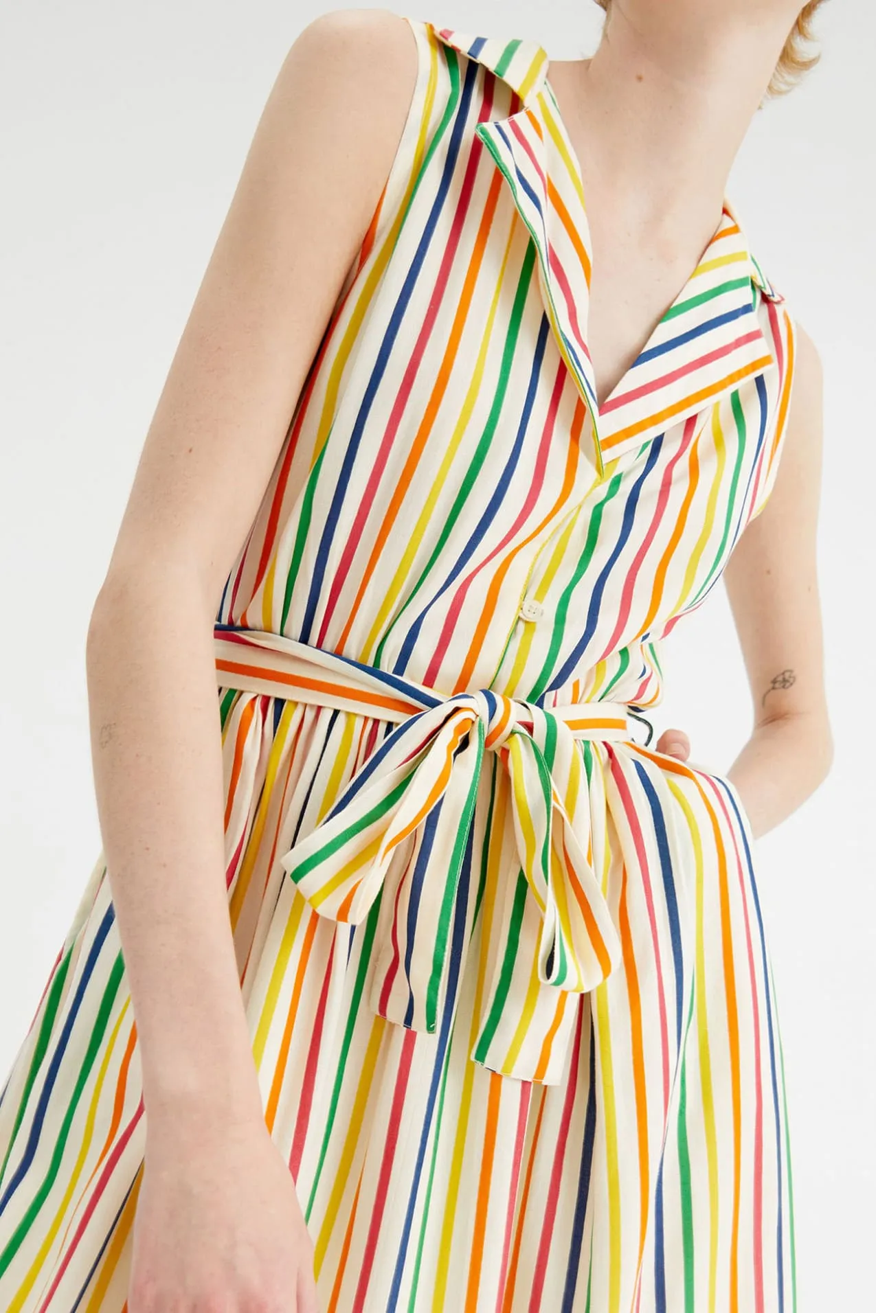 Compania Fantastica Candy Stripe print midi shirt dress