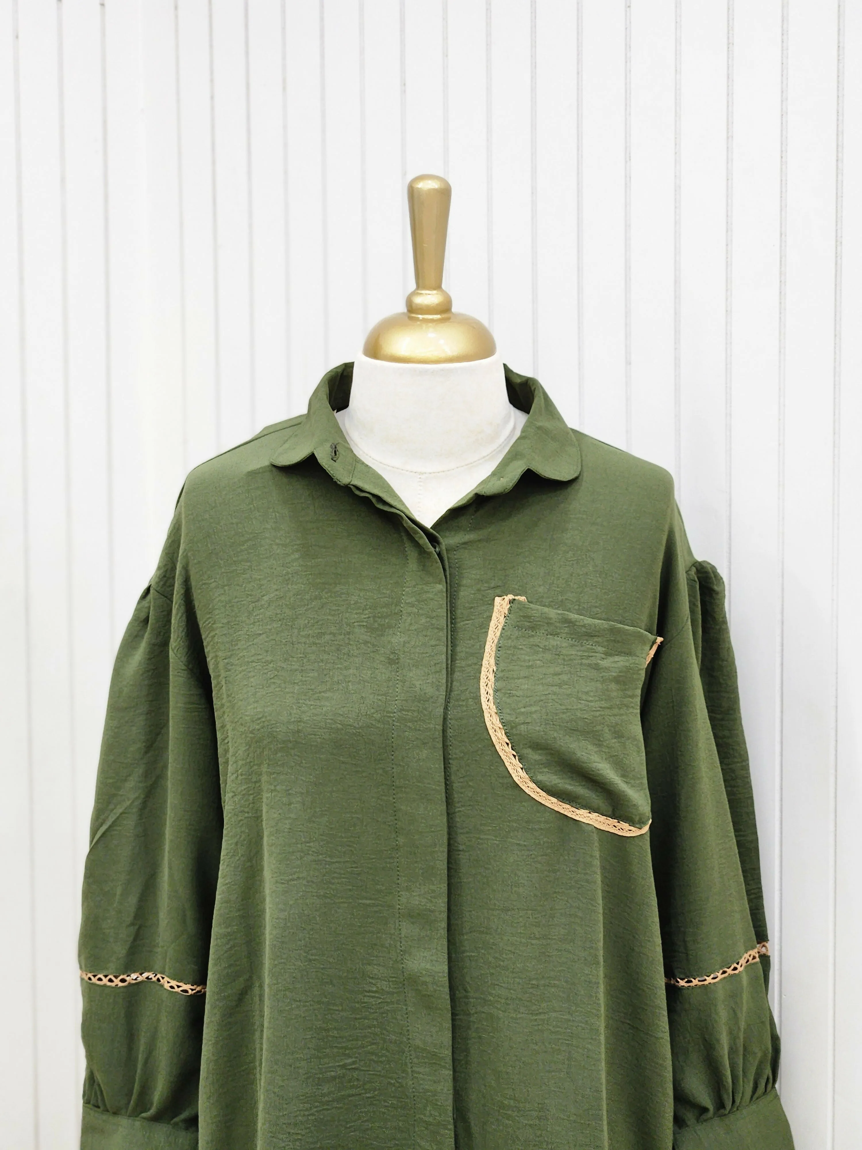 Darck olive green shirt top