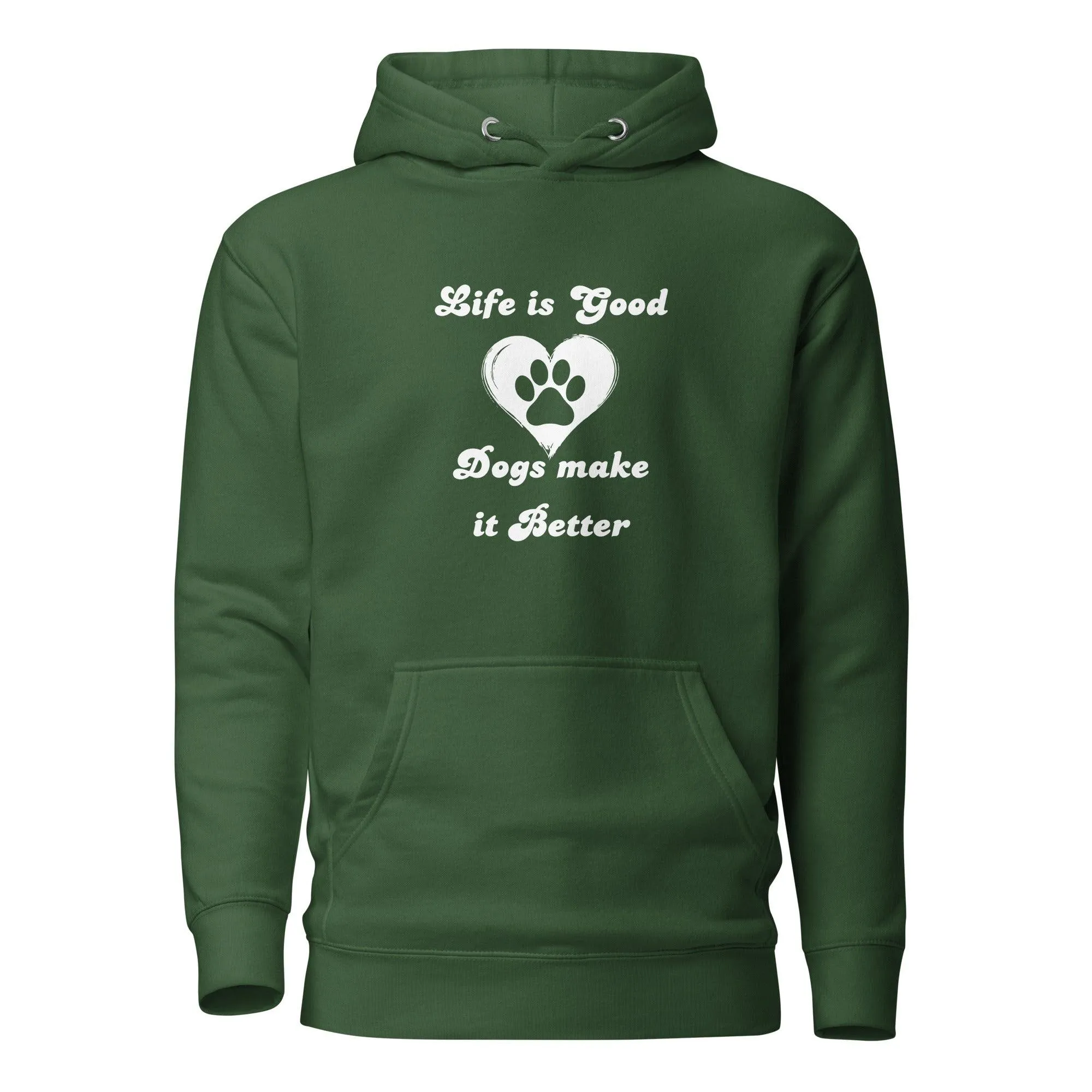 Dog Lover Premium Cotton Hoodie - Life Is Good Dogs Make It Better