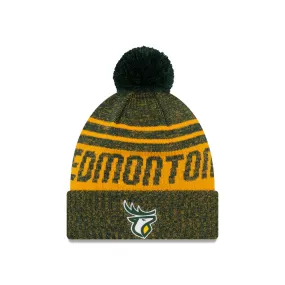 Edmonton Elks New Era CFL Football Sideline Sport Official Pom Cuffed Knit Hat